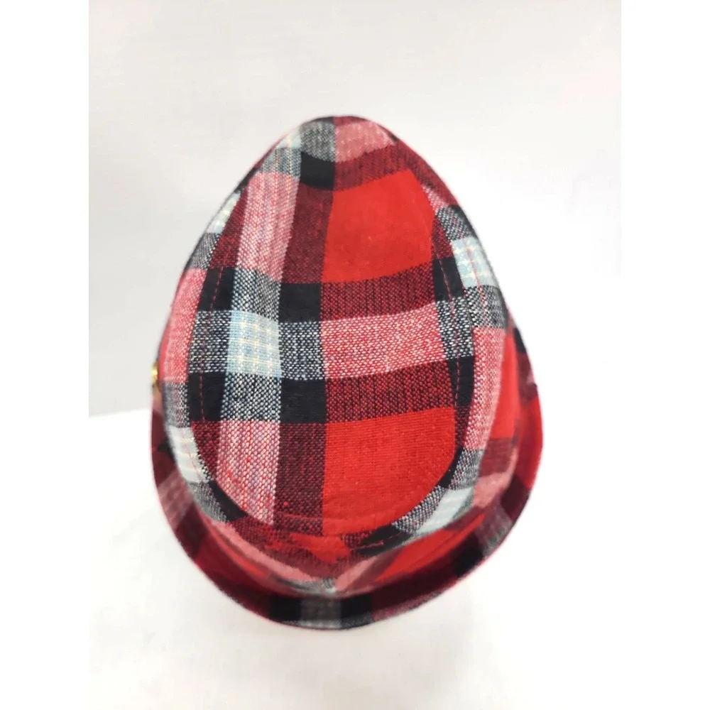 August Hat Company Womens Red Tartan Plaid Fedora Wool Blend